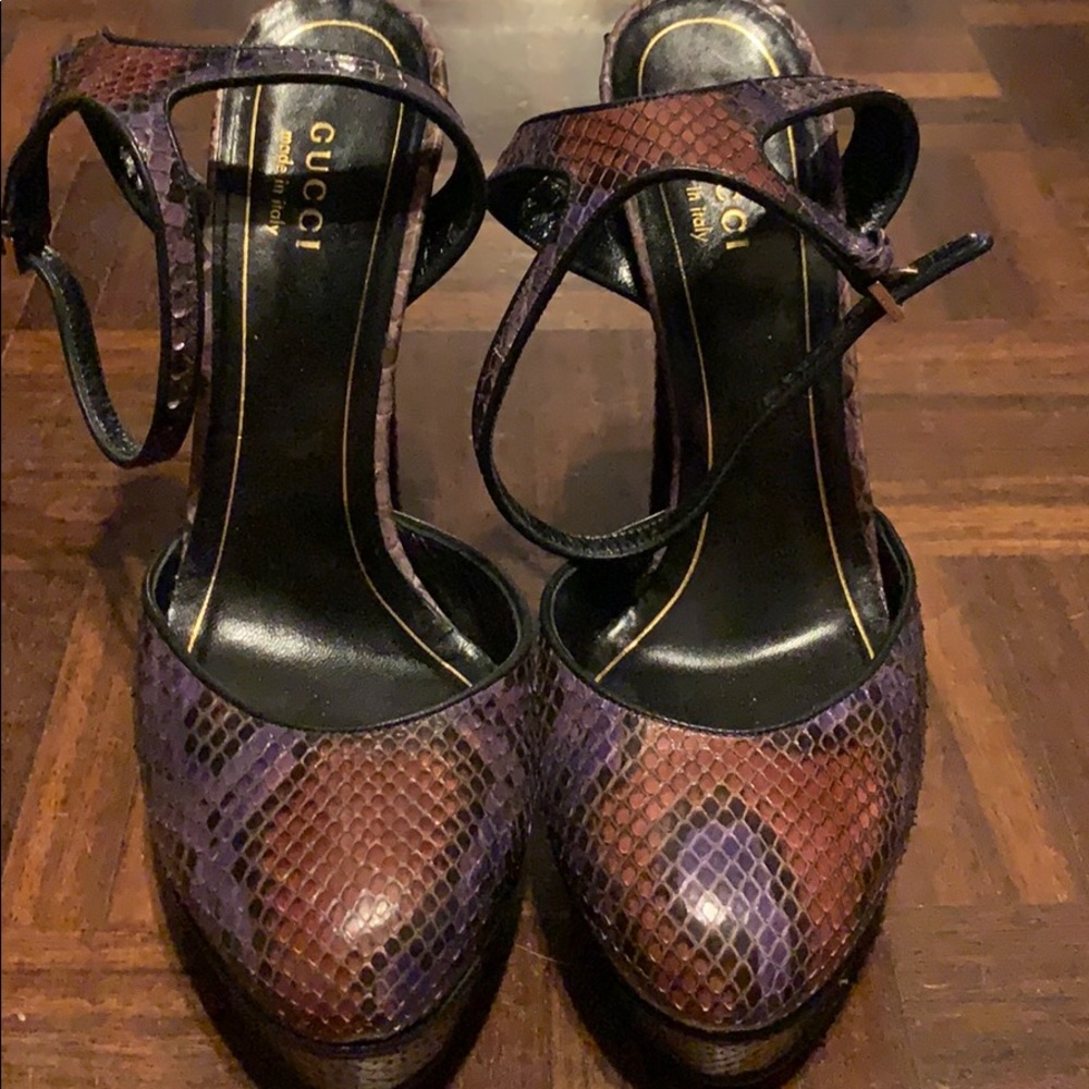 Gucci Python Platform Heels - image 6